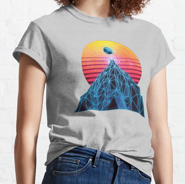 Synthwave Wire frame Mountain Classic T-Shirt