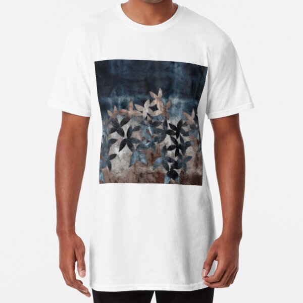 Shibori Leaves Indigo Print Long T-Shirt