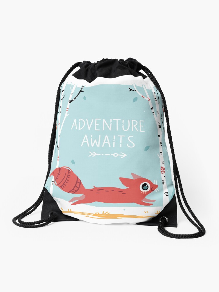 Thumbnail 1 of 3, Drawstring Bag, Adventure Awaits designed and sold by freeminds.
