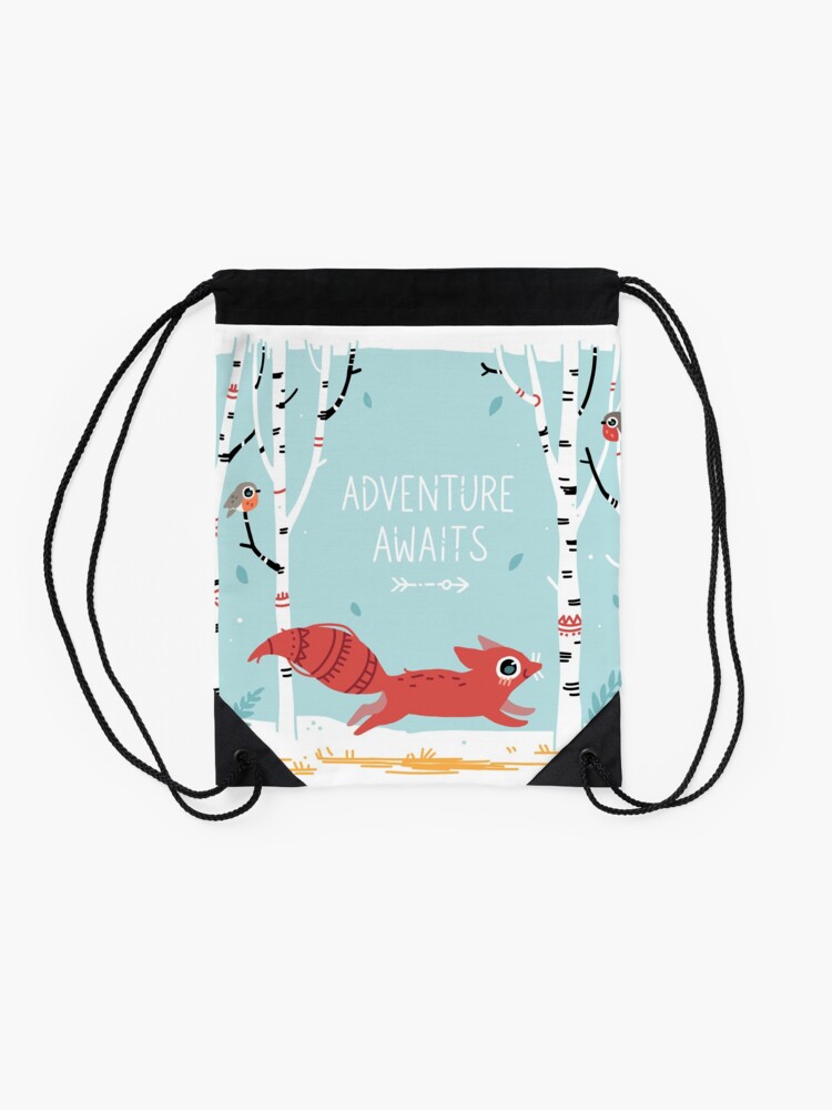 Thumbnail 2 of 3, Drawstring Bag, Adventure Awaits designed and sold by freeminds.