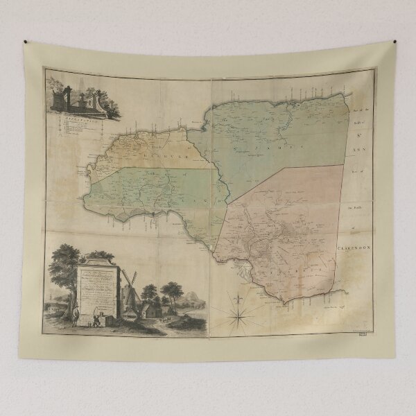 Aperçu de l'œuvre Map of Cornwall Count Jamaica (1763) créée et vendue par allhistory.