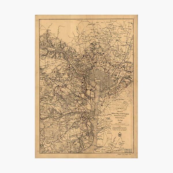 Military Map of N.E. Virginia Showing Forts and Roads (1865) Photographic Print
