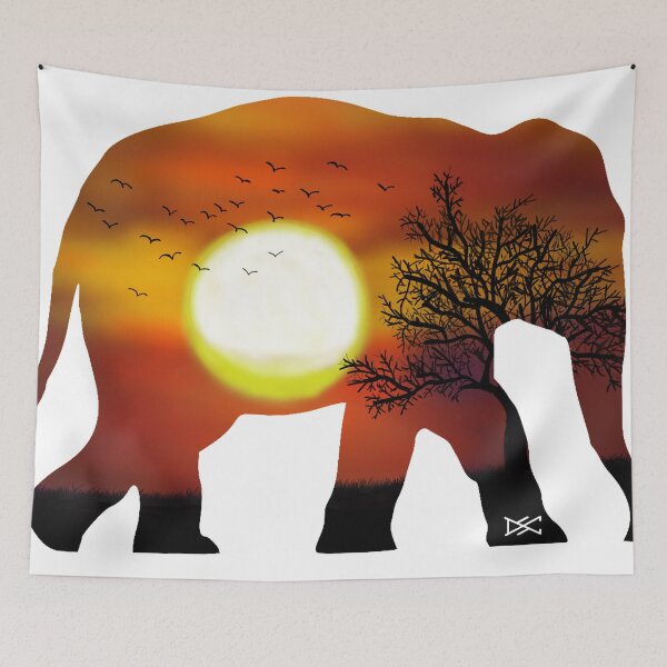 Item preview, Elephant Sunset Tree Silhouette designed and sold by DSC Arts.