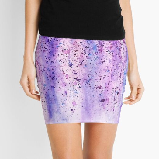 abstract purple violet wisteria watercolor painting Mini Skirt