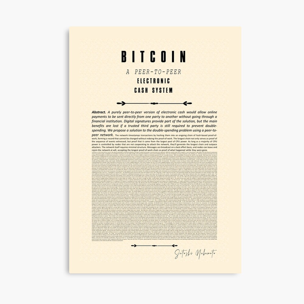 "Bitcoin white paper" Canvas Print by WearYourCrypto ...