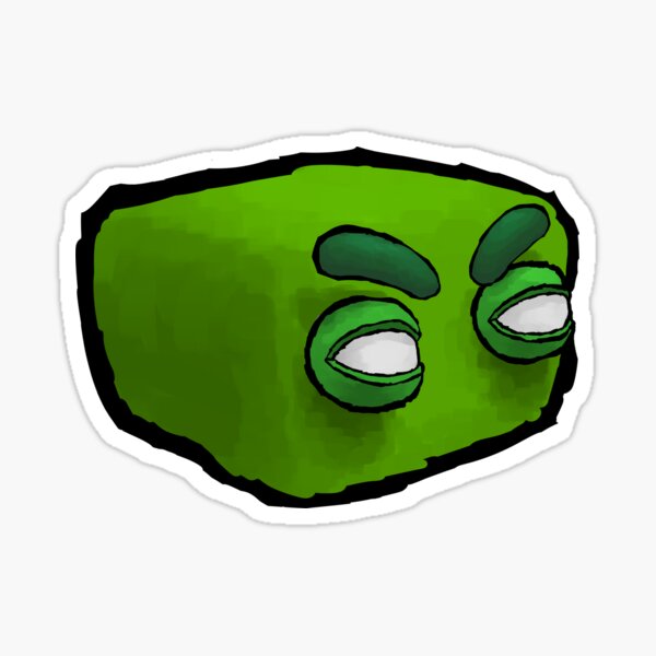 Green Angry Block Critter Sticker