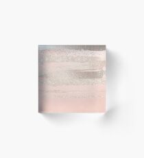 Glitter and Metal Foil Strokes on Blush Metal Acrylic Block