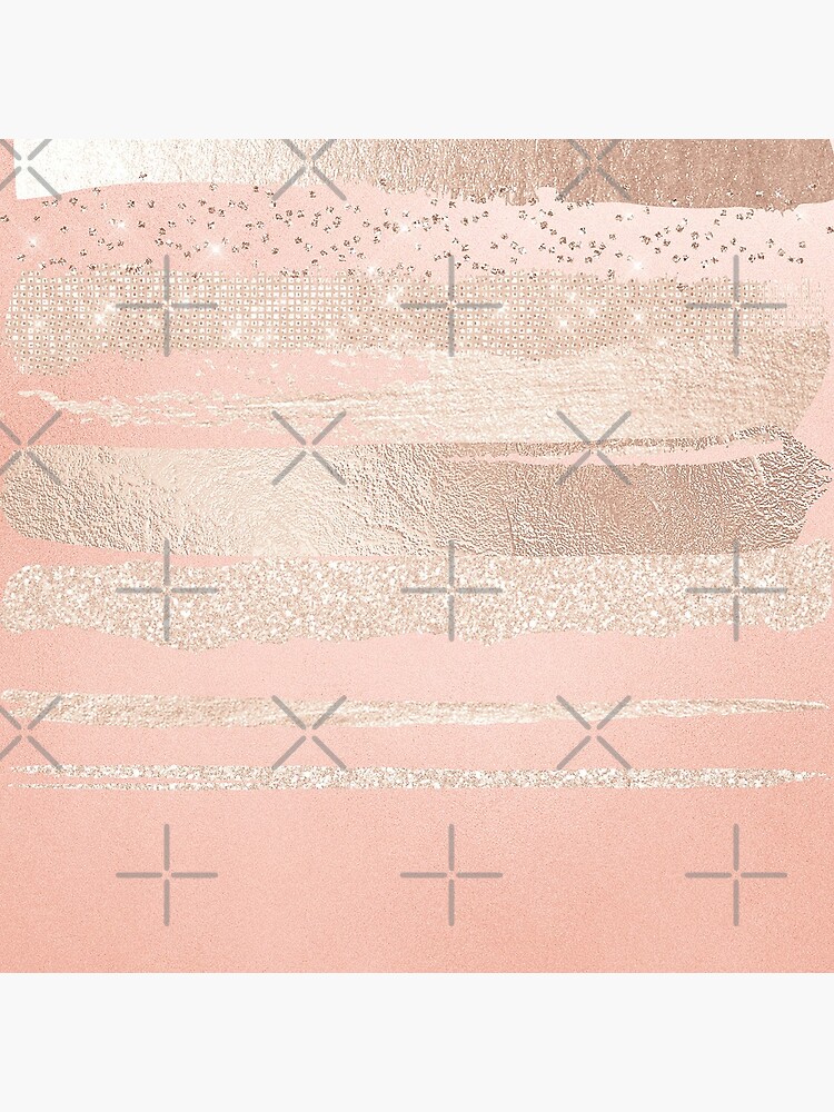 Glitter and Metal Foil Strokes on Blush Rosegold Metal by MysticMarble