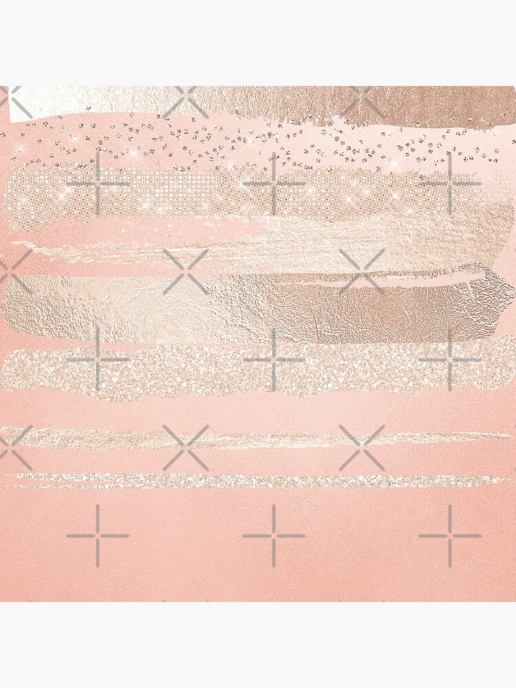Glitter and Metal Foil Strokes on Blush Rosegold Metal by MysticMarble