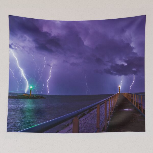 Item preview, Lighthouses in a Thunderstorm with Purple Rain designed and sold by allhistory.