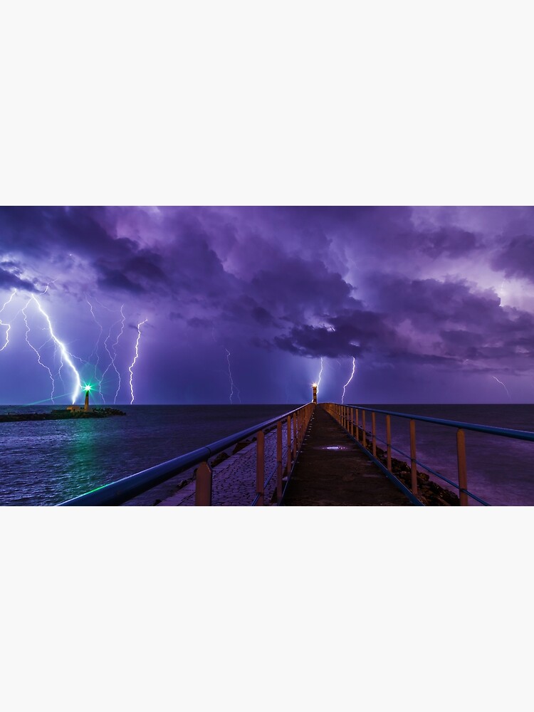 Lighthouses in a Thunderstorm with Purple Rain Poster