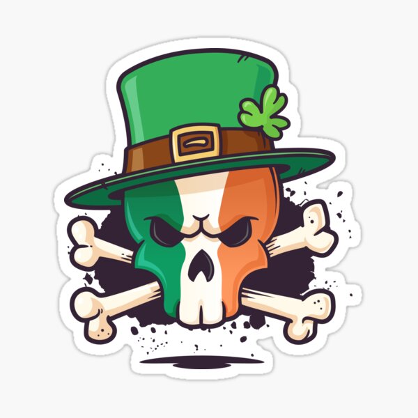Irish Leprechaun Skull Sticker