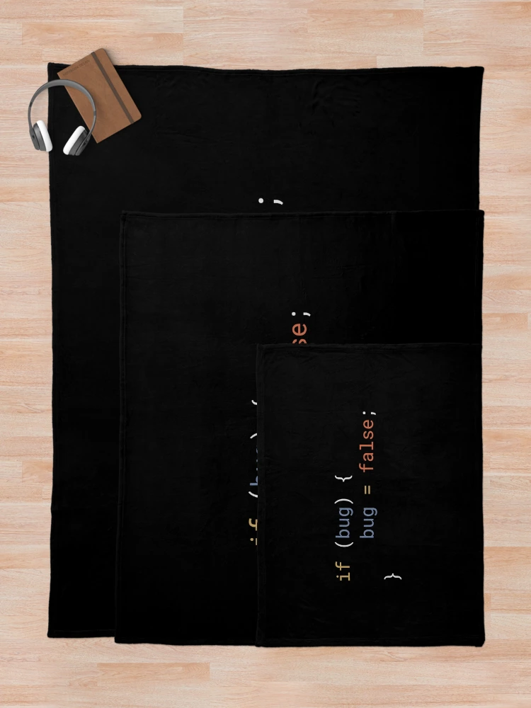 Thumbnail 5 of 6, Throw Blanket, JavaScript - If Bug Bug Equals False designed and sold by developer-gifts.