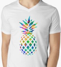 Camiseta para hombre de cuello en v Piña arco iris