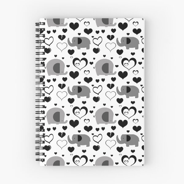 Item preview, Hearts and Elephants Black and White Pattern designed and sold by SaradaBoru.