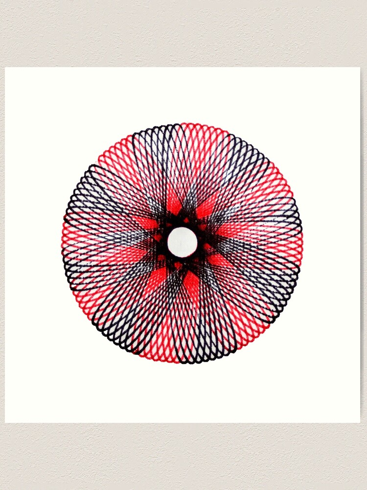 Black background multi retro Spirograph Art Print by SpiroVicki