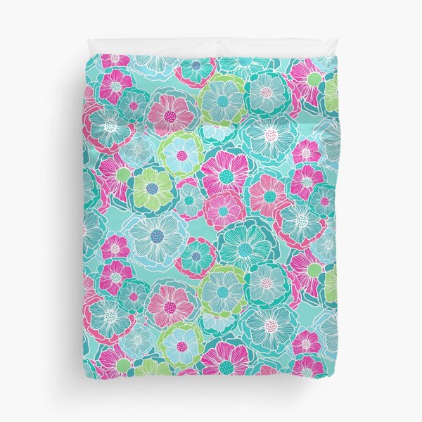 Fantasy Floral in Bold Tropical Colors Duvet Cover