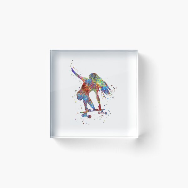 Skateboarder, skateboard, outdoor street sports Acrylic Block