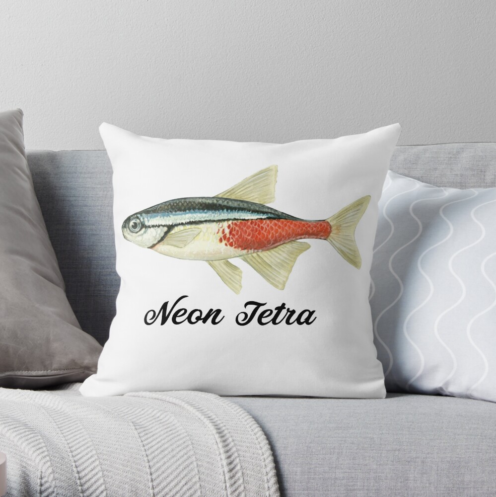 Neon Tetra - Neon Tetra Painting - Neon Tetra Shirt - Marine Biologist Gift  - Fish Painting Pillow for Sale by Galvanized