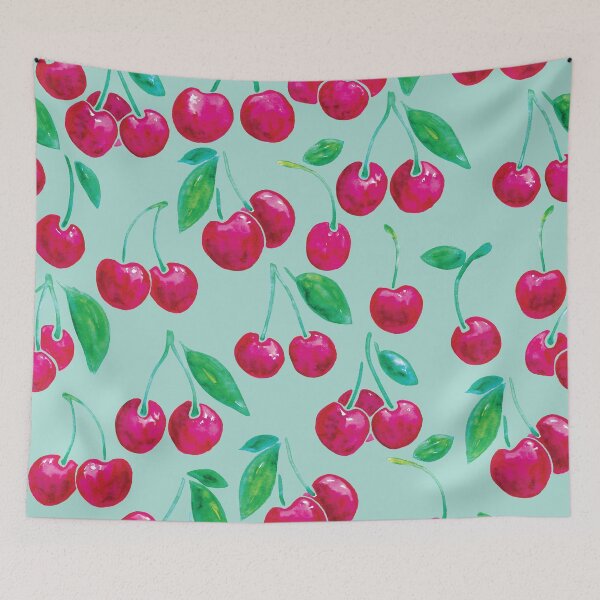 Item preview, Watercolour Cherries | Mint Background designed and sold by RebeccaFlaherty.