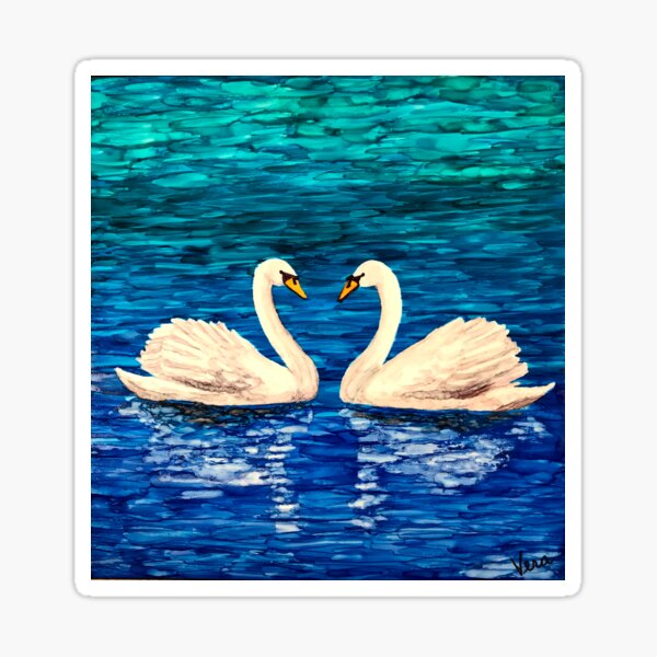 Love Birds in Swan Lake Sticker