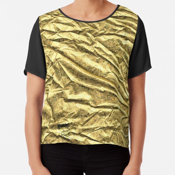 Glänzende Goldfolie Chiffon Top