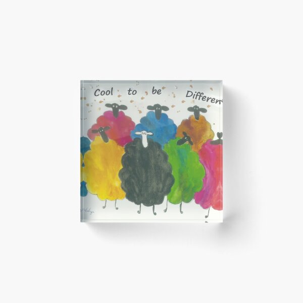 Colourful Sheep "It's Cool to be Different" Acrylic Block