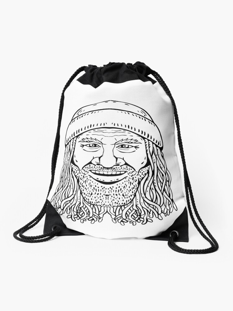 Rastafarian Dude Head Front Drawing Black and White Drawstring Bag for  Sale by patrimonio