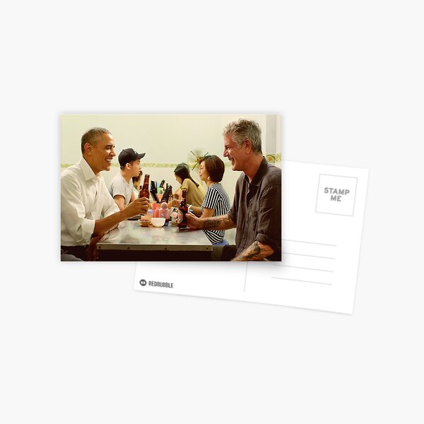anthony bourdain and barack obama poster Postcard