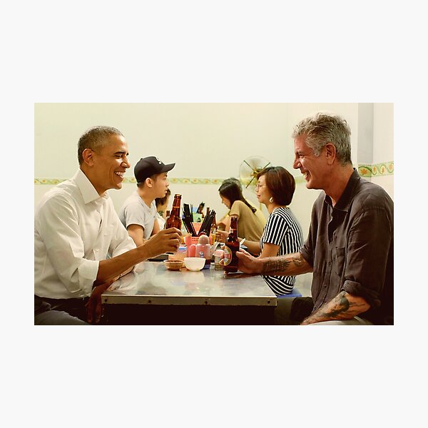 anthony bourdain and barack obama poster Photographic Print