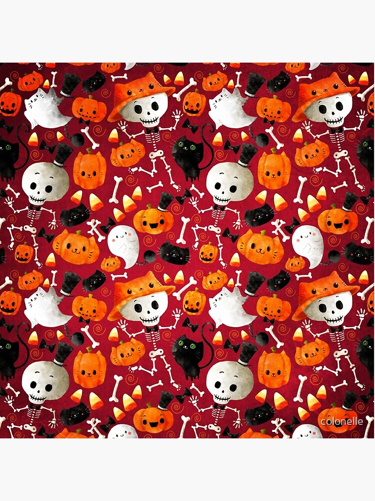 Thumbnail 2 of 2, Tote Bag, Halloween - Skeletons, cats and pumpkins designed and sold by colonelle.