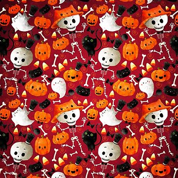 Artwork thumbnail, Halloween - Skeletons, cats and pumpkins by colonelle