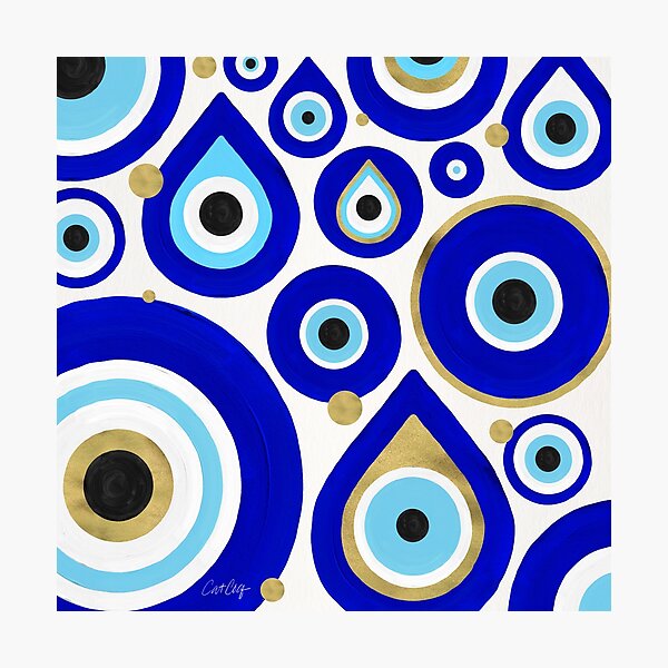 Evil Eye Charms on White Photographic Print