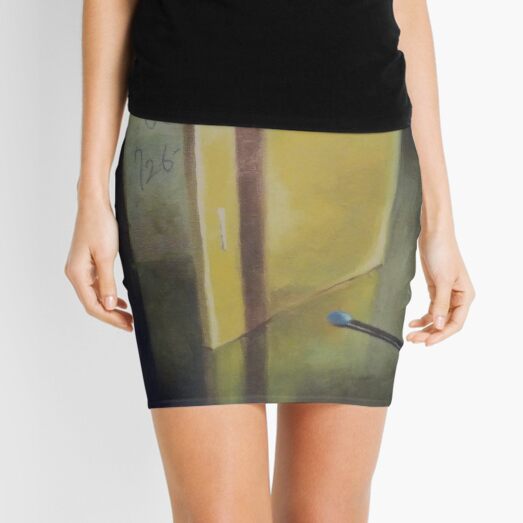 #wood #Painting #Yellow #StillLife #ModernArt #indoors #paper #one #writing Mini Skirt