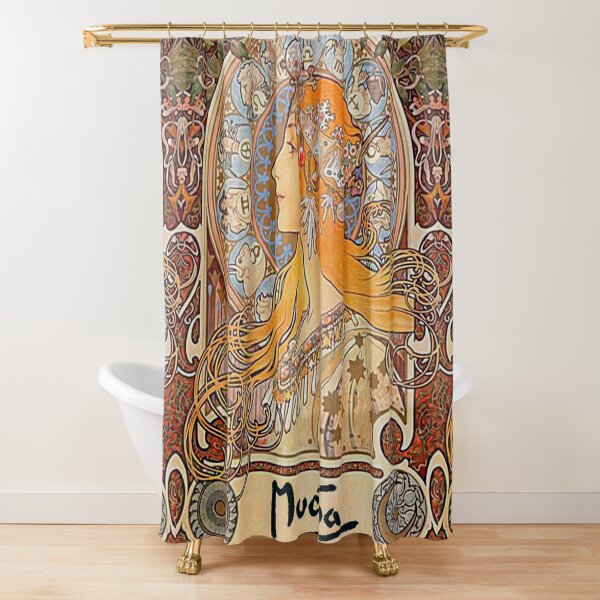 Alphonse Mucha,Zodiac,Art nouveau,vintage,reproduction Shower Curtain