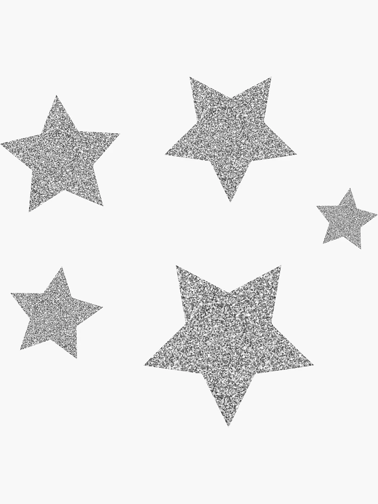 Puffy Silver Star Stickers - 59 Pieces