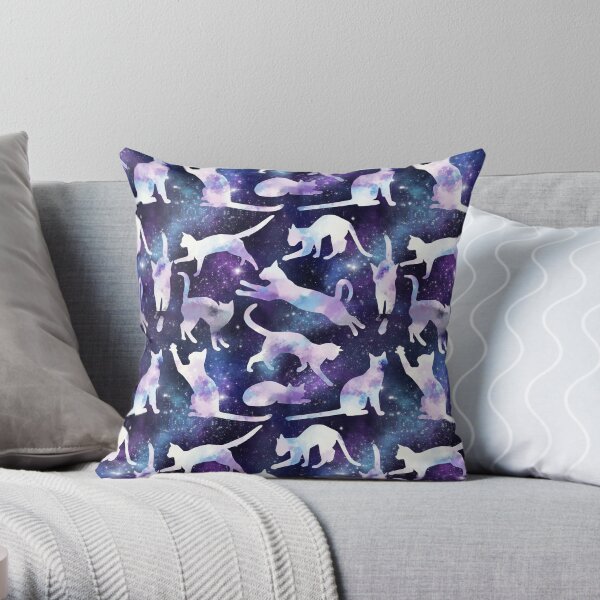 Cloud Cats in Space Throw Pillow