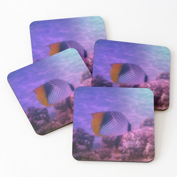 Threadfin Butterflyfish Colorfully Coasters (Set of 4)