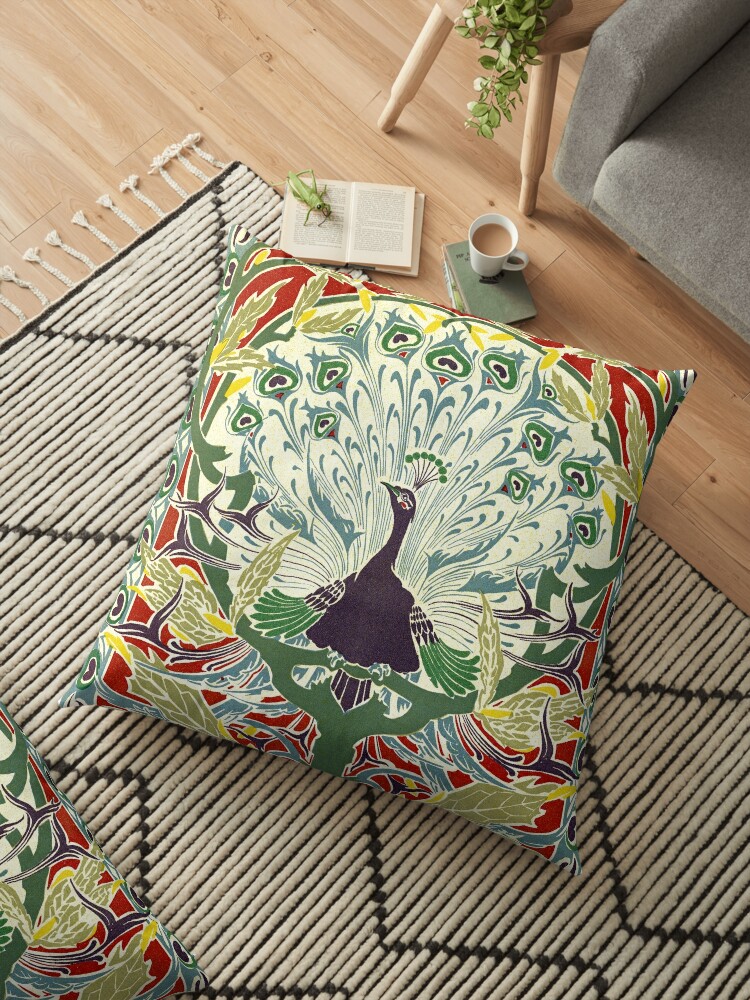 Art Nouveau Pattern Vintage Rustic Peacock Floral Elegant Chic Belle Epoque Victorian Beautiful Floor Pillow By Love999 Redbubble