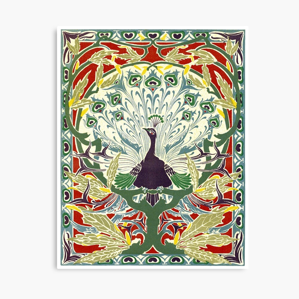 Jugendstil Muster Vintage Rustikal Pfau Floral Elegant Schick Belle Epoque Victorian Wunderschon Metallbild Von Love999 Redbubble