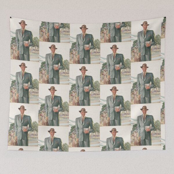 Item preview, Dapper 40s Gent holding a newspaper designed and sold by Vintage Designs +.