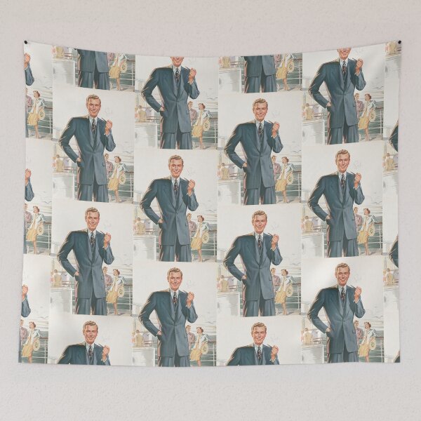 Item preview, Vintage 1940s gent holding a pipe designed and sold by Vintage Designs +.