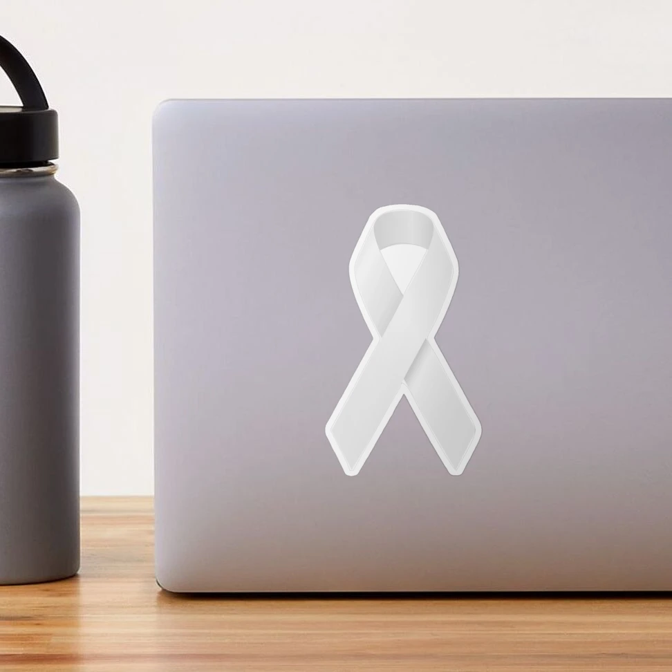 White ribbon anti domestic violence / lung cancer Sticker for Sale by  headpossum