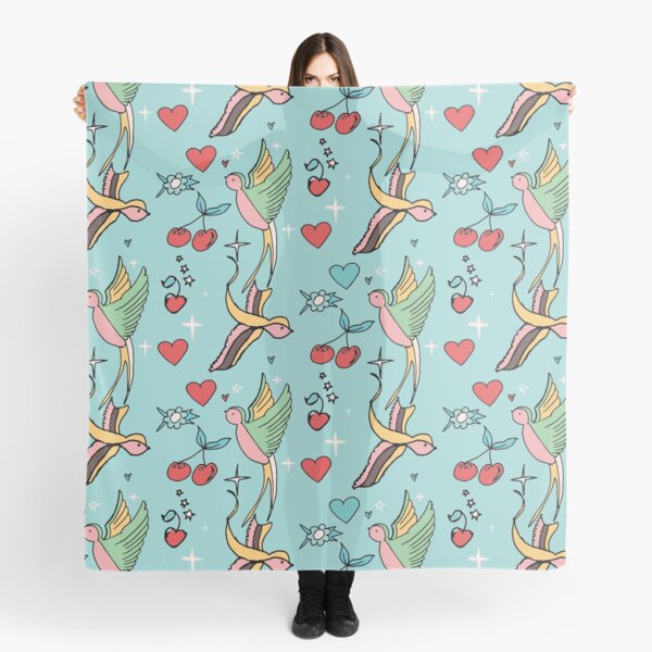 Rockabilly Swallow Pastel Scarf
