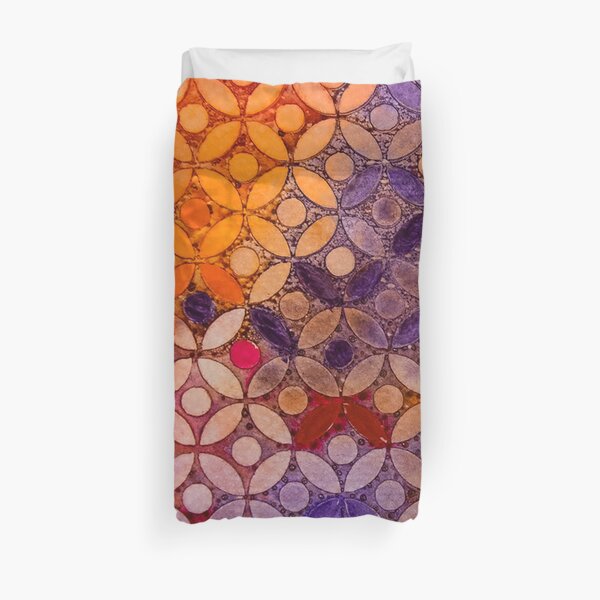 a piece of orange pink and purple Duvet Cover