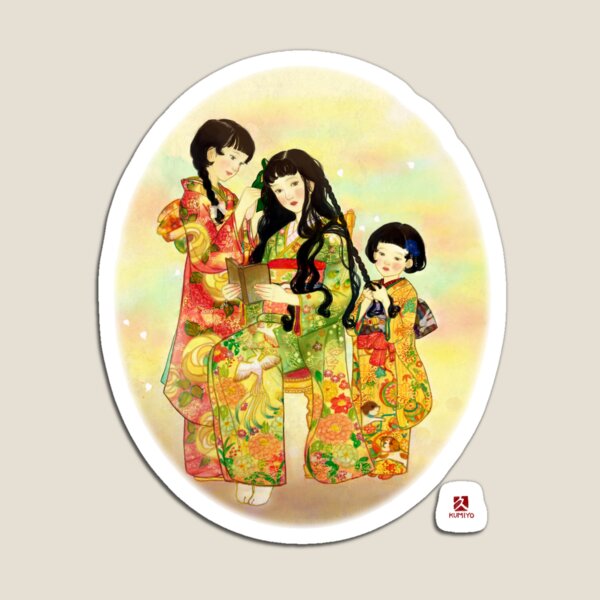 3 japanese kimono girls Magnet
