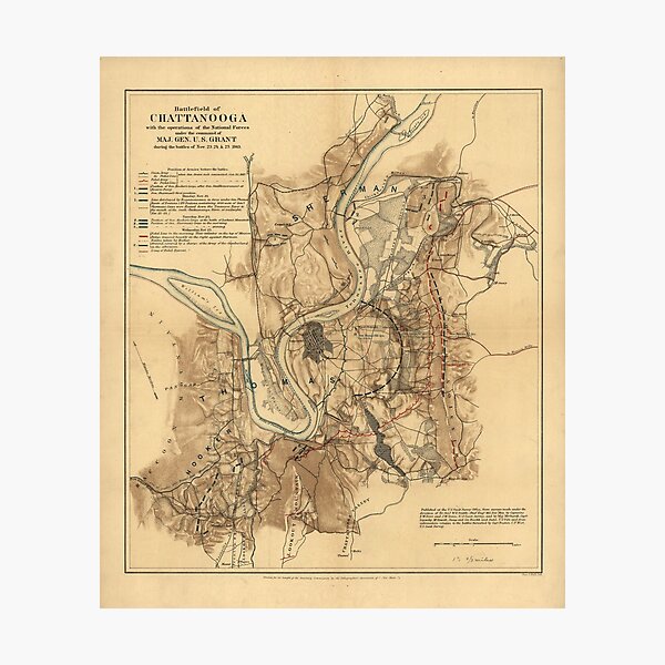 Item preview, Civil War Battlefield of Chattanooga Map Nov. 23-25 1863 designed and sold by allhistory.