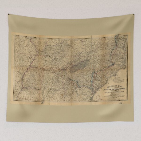 Item preview, Civil War General William T. Sherman Marches Military Map 1863, 64 & 65 designed and sold by allhistory.