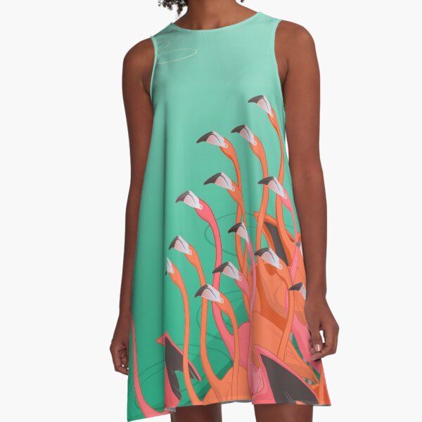 Fresco of the flamingoes A-Line Dress