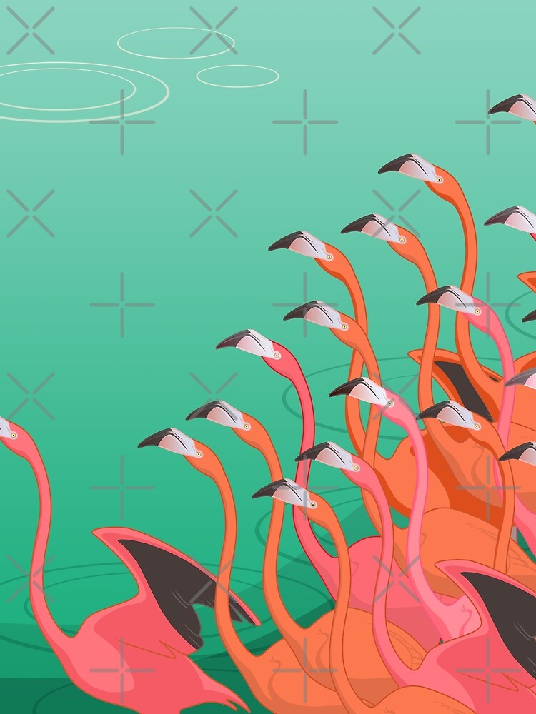 Thumbnail 3 of 3, Scarf, Fresco of the flamingoes designed and sold by ikerpazstudio.